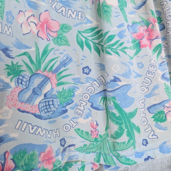 80s Vintage Denim Mini Skirt Hawaii Tropical Print Size 9/10 Juniors‎ Gitano - Picture 8 of 9